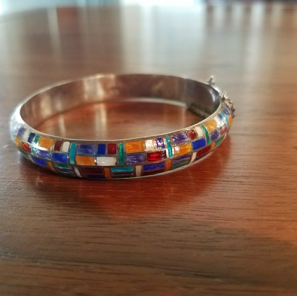 Sterling and enamel bracelet